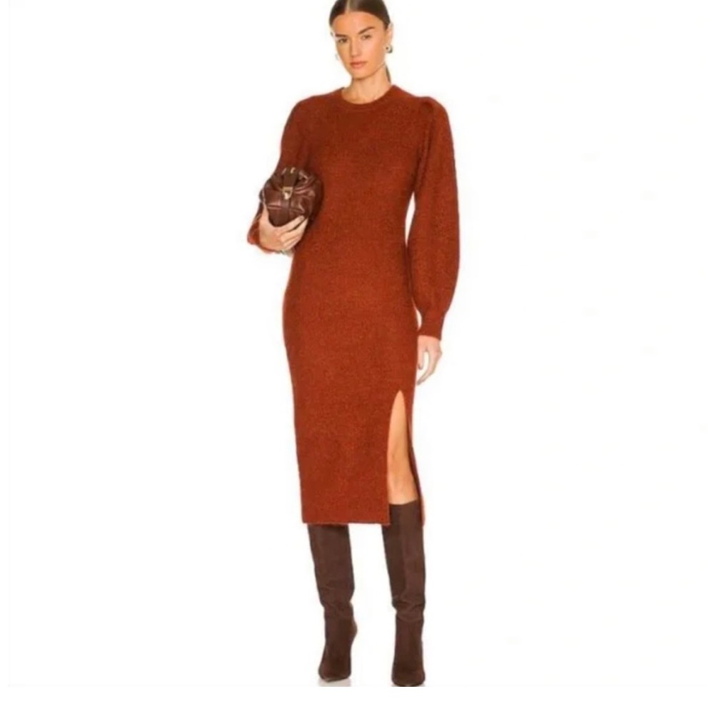 rag & bone Women Liana Sweater Dress Rust Size Large Merino Wool Alpaca New $450